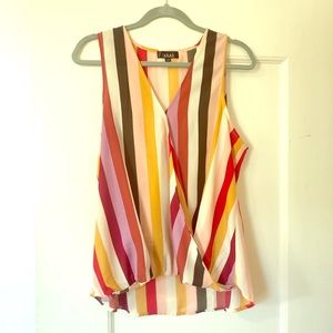 Retro vertical striped layered tank